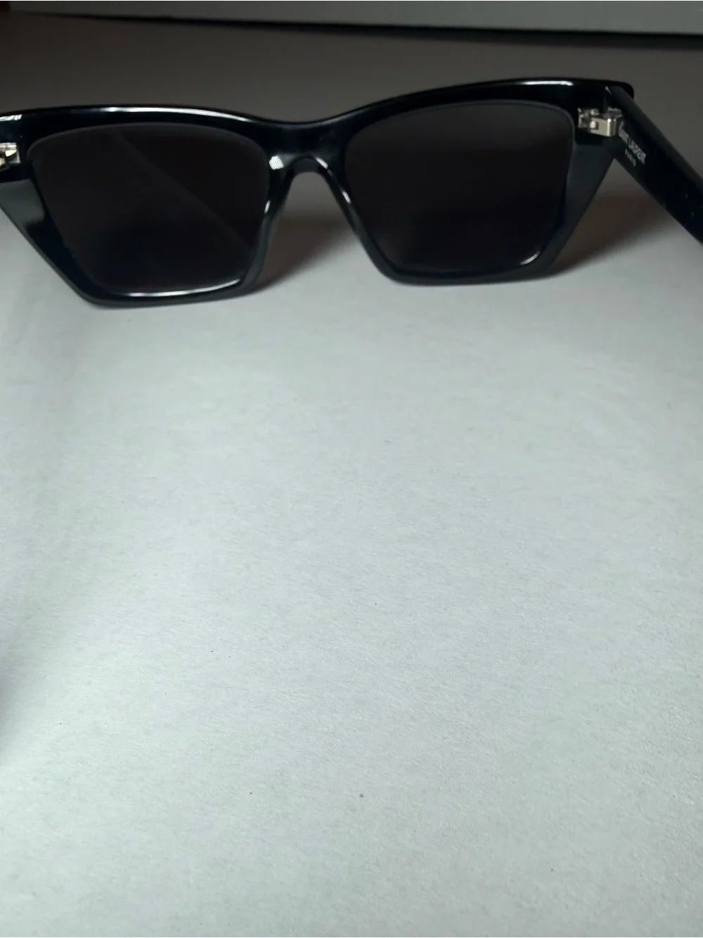 Yves Saint Laurent Black Cat-Eye Sunglasses with Brown Lenses